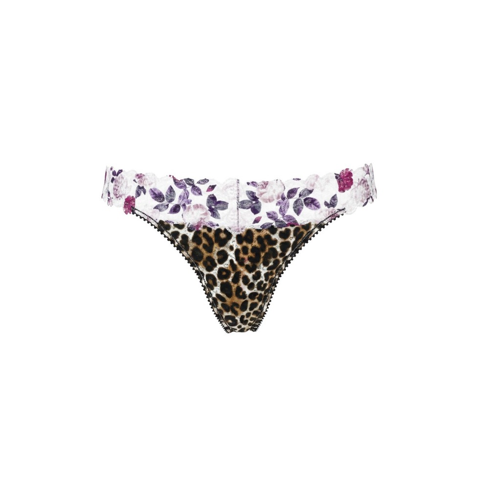 Victoria's Secret PINK Thong Women Medium Multi Leopard Floral Lace